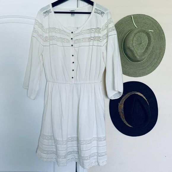 NWOT Forever 21 Boho Festival White Prairie Darling Dress | Size: L - Picture 2 of 12
